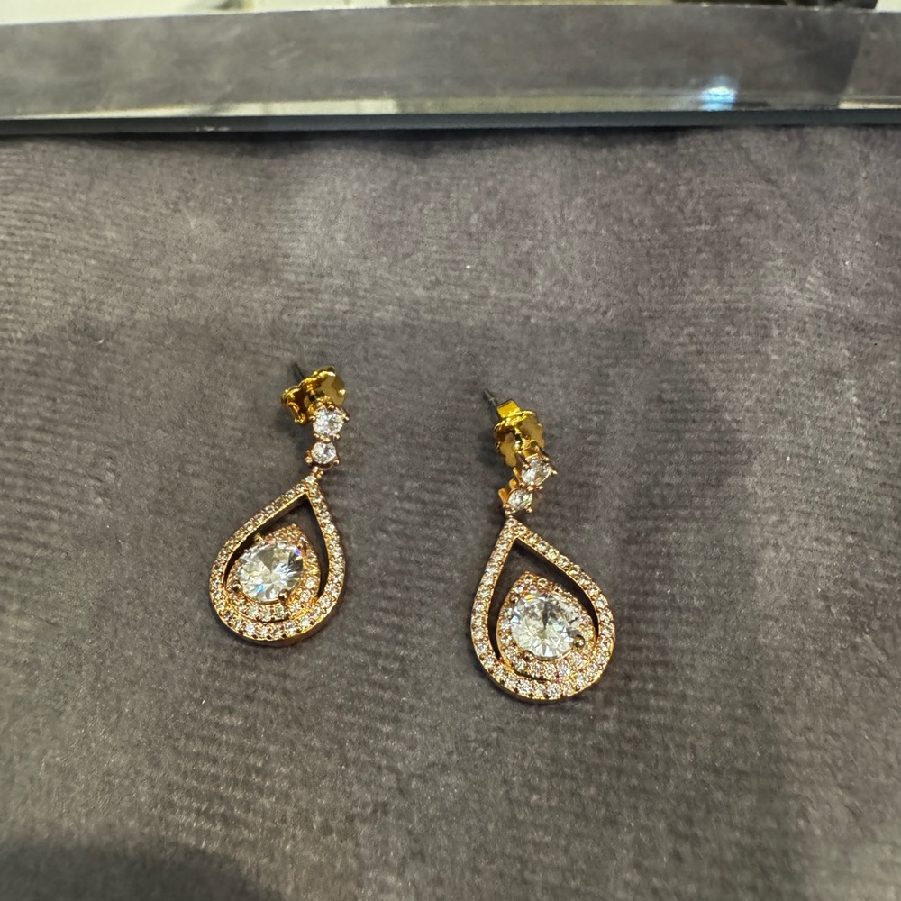 Elegant Rose Gold and Crystal Teardrop Pierced Earrings